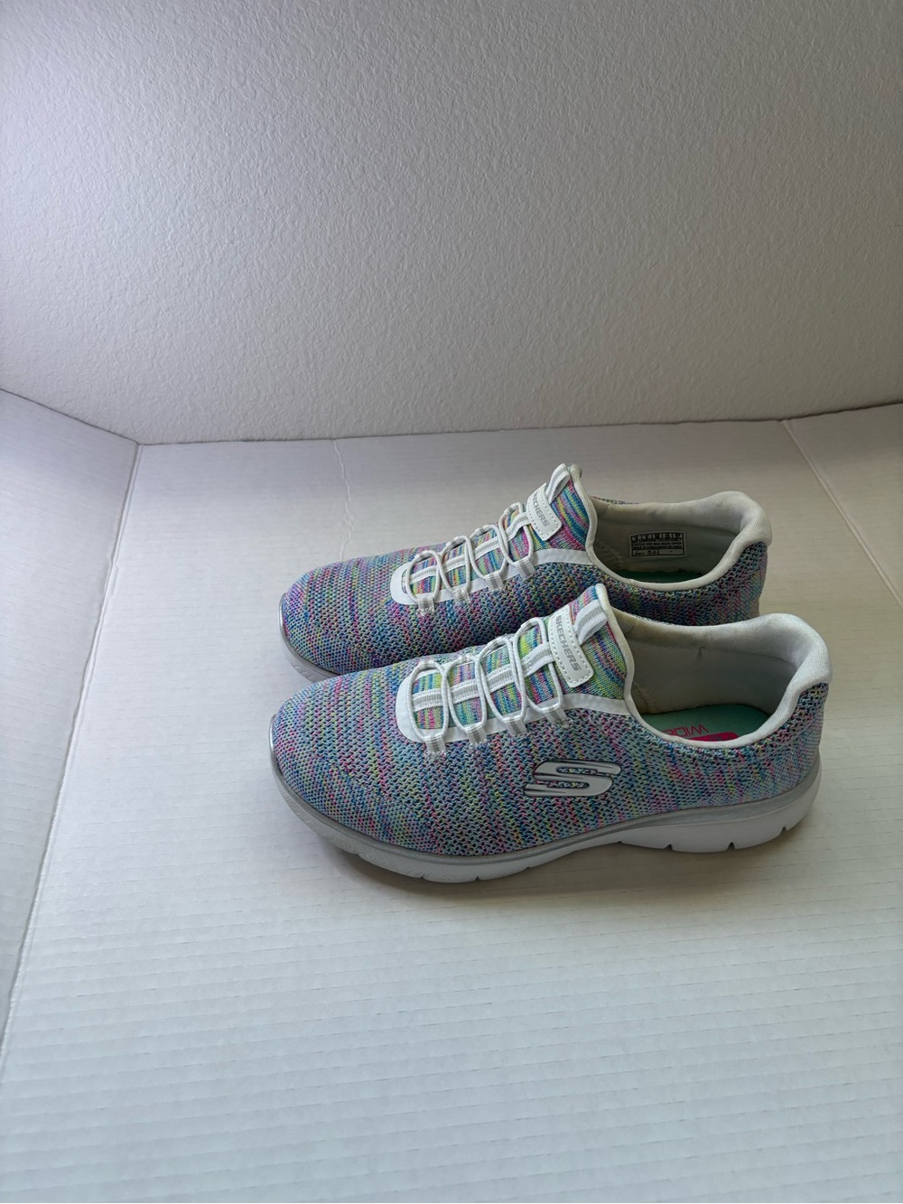 Skechers Women’s Pastel Multi-Color Knit Slip-On Sneakers